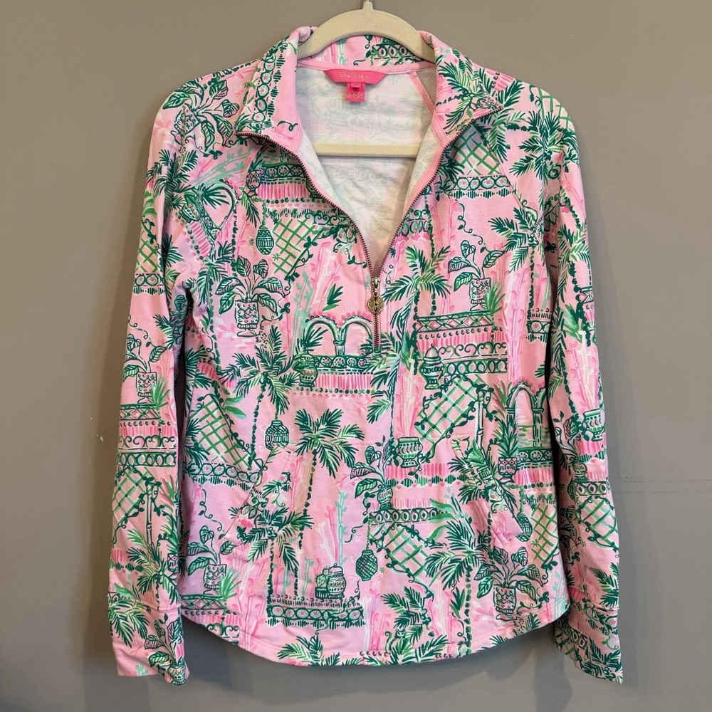 LILLY PULITZER SKIPPER POPOVER MANDEVILLA BABY ALWAYS WORTH IT SIZE XS PINK